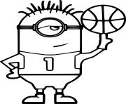 Printable Minion Playing Basketball coloring pages