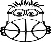 Printable Minion Holds a Basketball coloring pages