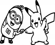 Printable Minion and Pikachu coloring pages