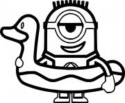 Printable Minion in the Swim Ring coloring pages