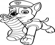 Printable Chase Holds the Christmas Stocking coloring pages
