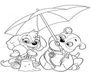 Printable Summer paw patrol Rubble and Skye coloring pages