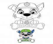 Printable Rocky dog responsible of recycling coloring pages