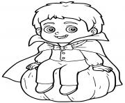 Printable child vampire on a pumpkin halloween coloring pages