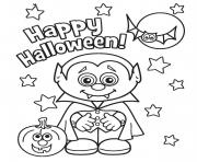 Printable Happy Halloween Vampire Kids coloring pages