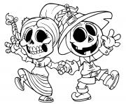 Printable cute skeletons couple coloring pages