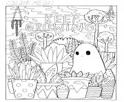 Printable ghost for adult with plants keep growing coloring pages