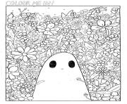 Printable cute ghost for adult mandala coloring pages