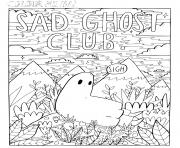 Printable sad ghost club for adult coloring pages