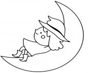 Cute Witch sleeping on a Moon