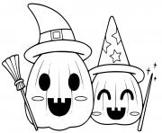 Cute Witch and Wizard Jack o lantern halloween kids