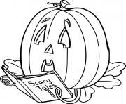 Printable Jack O Lantern Reading Scary Tales coloring pages