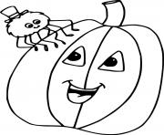 Printable Jack O Lantern with a Spider coloring pages