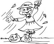 Printable Scarecrow with Jack O Lanterns coloring pages