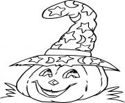 Printable Jack O Lantern in the Witch Hat coloring pages