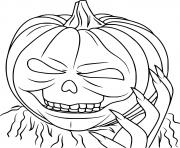Printable Scary Jack O Lantern in a Ladys Hand coloring pages