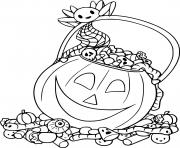 Printable Jack O Lantern Full of Creepy Candies coloring pages
