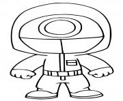 Printable squid game worker game circle coloring pages