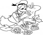 Donald Duck Pours out Gifts in the Stocking