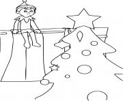 Elf on the Shelf with a big Christmas Tree