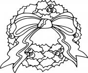 Printable Christmas Wreath with a Big Bowknot coloring pages