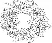 Printable Poinsettia Wreath with Bells coloring pages