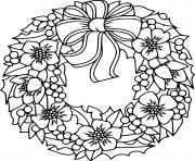 Printable Big Beautiful Poinsettia Wreath coloring pages