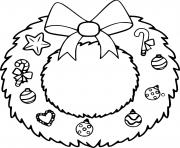 Printable Christmas Wreath with Ornaments coloring pages