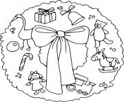 Printable Wreath with Christmas Gifts coloring pages
