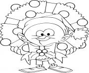 Printable Little Elf Holds a Wreath coloring pages