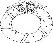 Printable Easy Christmas Wreath with Two Bells coloring pages