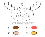 Christmas bauble in the shape of a reindeer color by number