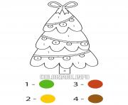 Christmas tree with an easy red ribbon color by number