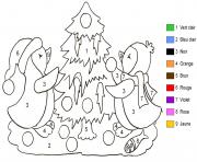 kindergarten penguins decorate a tree color by number