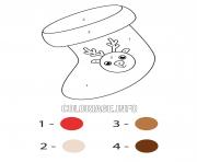 christmas stocking with reindeer color by number