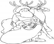 Printable Santa and Reindeer Bring Gifts coloring pages