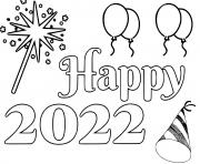 Printable Happy 2022 new year fun coloring pages