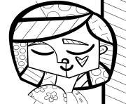 Printable good girl by romero britto coloring pages