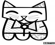 Printable cat by britto coloring pages