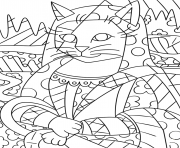 Printable mono cat by romero britto coloring pages