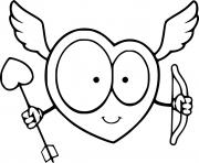 Printable Cartoon Heart Cupid coloring pages