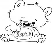 Printable Bear Love You coloring pages