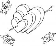 Printable Three Hearts on an Arrow coloring pages