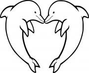 Printable Two Dolphins Shaped a Heart coloring pages