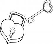 Printable Heart Shaped Lock and Key coloring pages