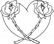 Printable A Heart with Two Roses coloring pages