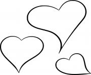 Printable Three Simple Hearts coloring pages