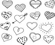 Printable Sixteen Hearts coloring pages
