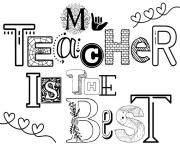 Printable my teacher is the best thank you coloring pages