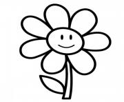Printable flower kid easy coloring pages